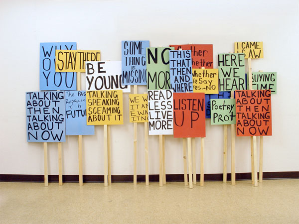 Twenty vague picket signs