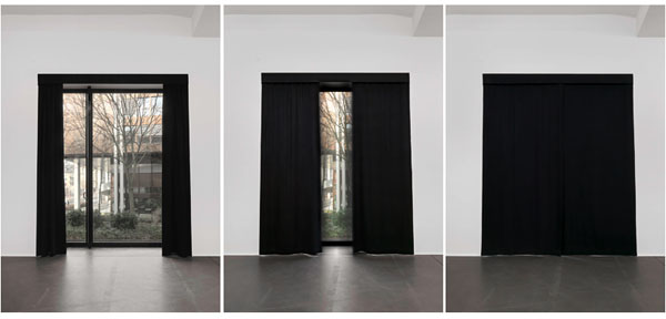 A curtain opening and closing