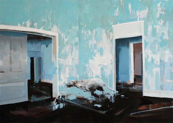 Blue Room with Running Dog