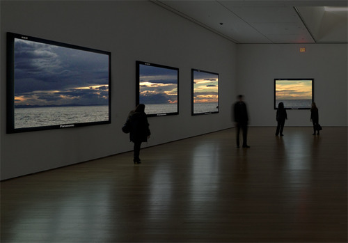 Real windows framed as T.V screens